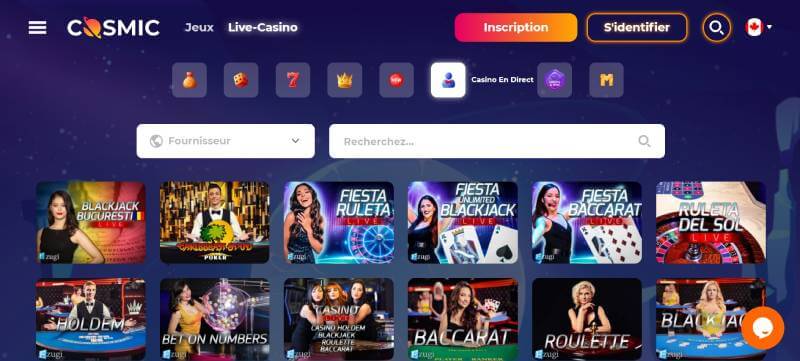 Cosmic Slots Casino Live Games