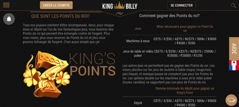 King Billy Casino VIP