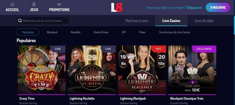 Lucky8 Casino Live Games