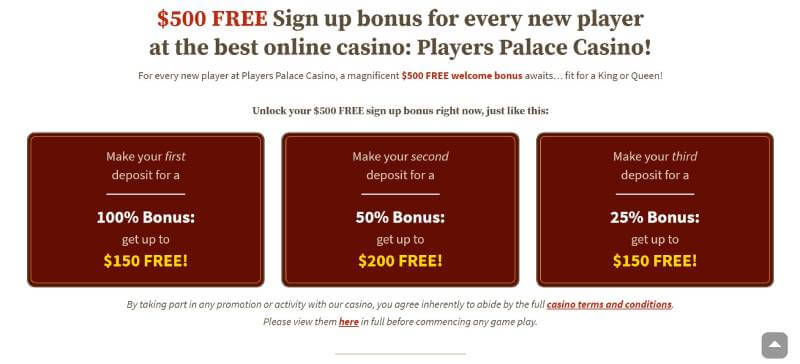 Player Palace Casino Welcome Bonus
